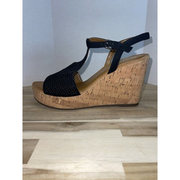 Franco Sarto Clinton 2 Wedge Heel Black Size 9M - Picture 1 of 10